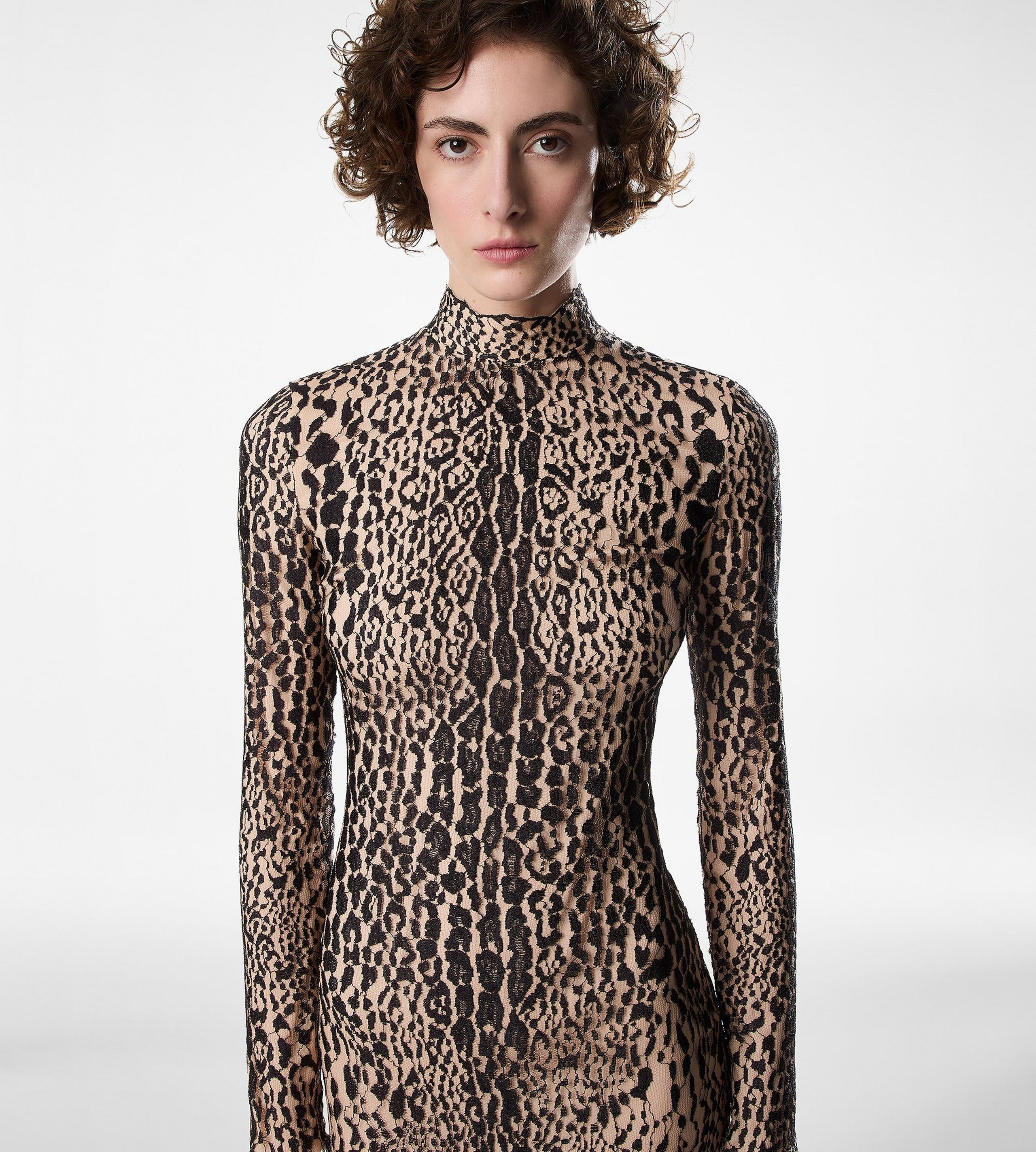 LONG SLEEVE MOCK NECK EVENING DRESS - 2