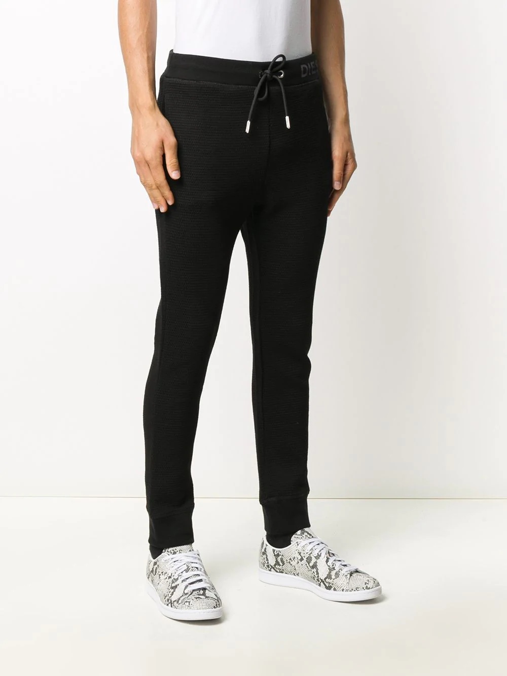 textured style slim fit track pants - 3