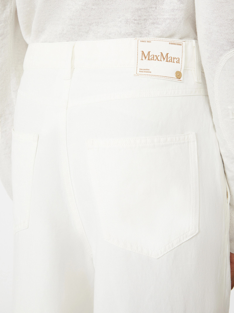 ALOA Wide-fit cotton and linen trousers - WHITE 5