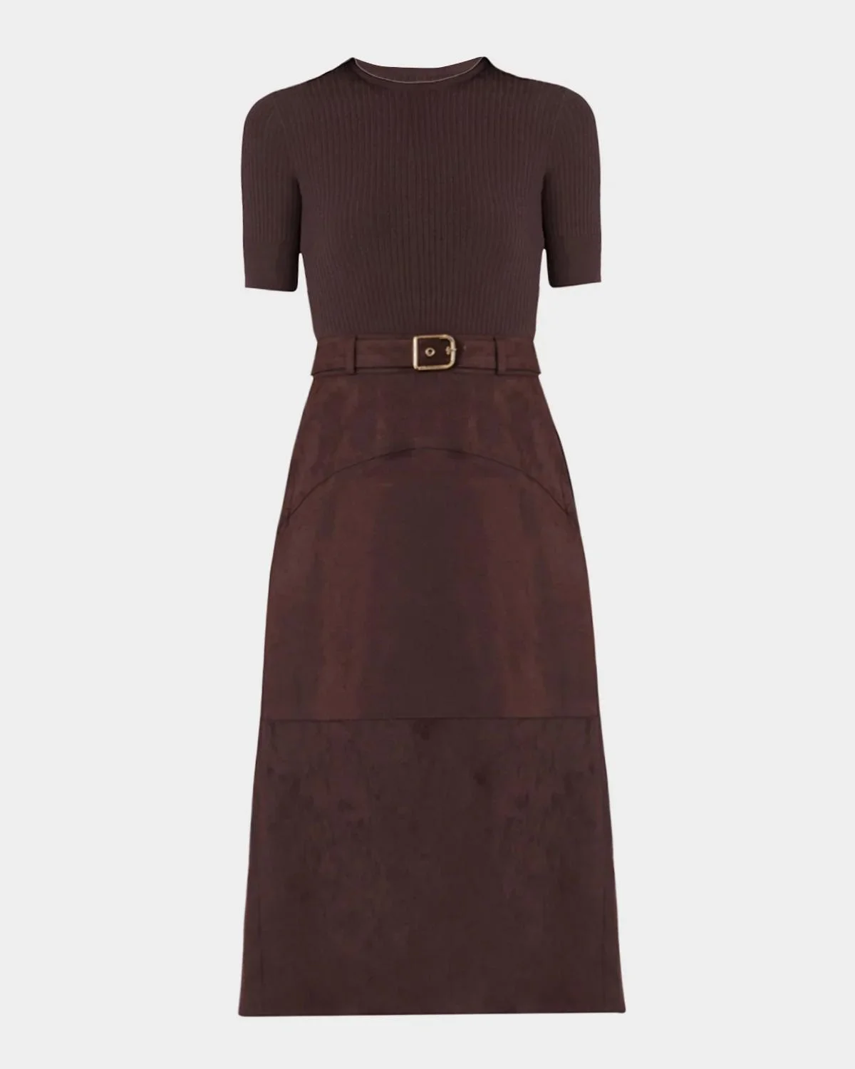 Mimi A-Line Mixed Media Midi Dress - 1