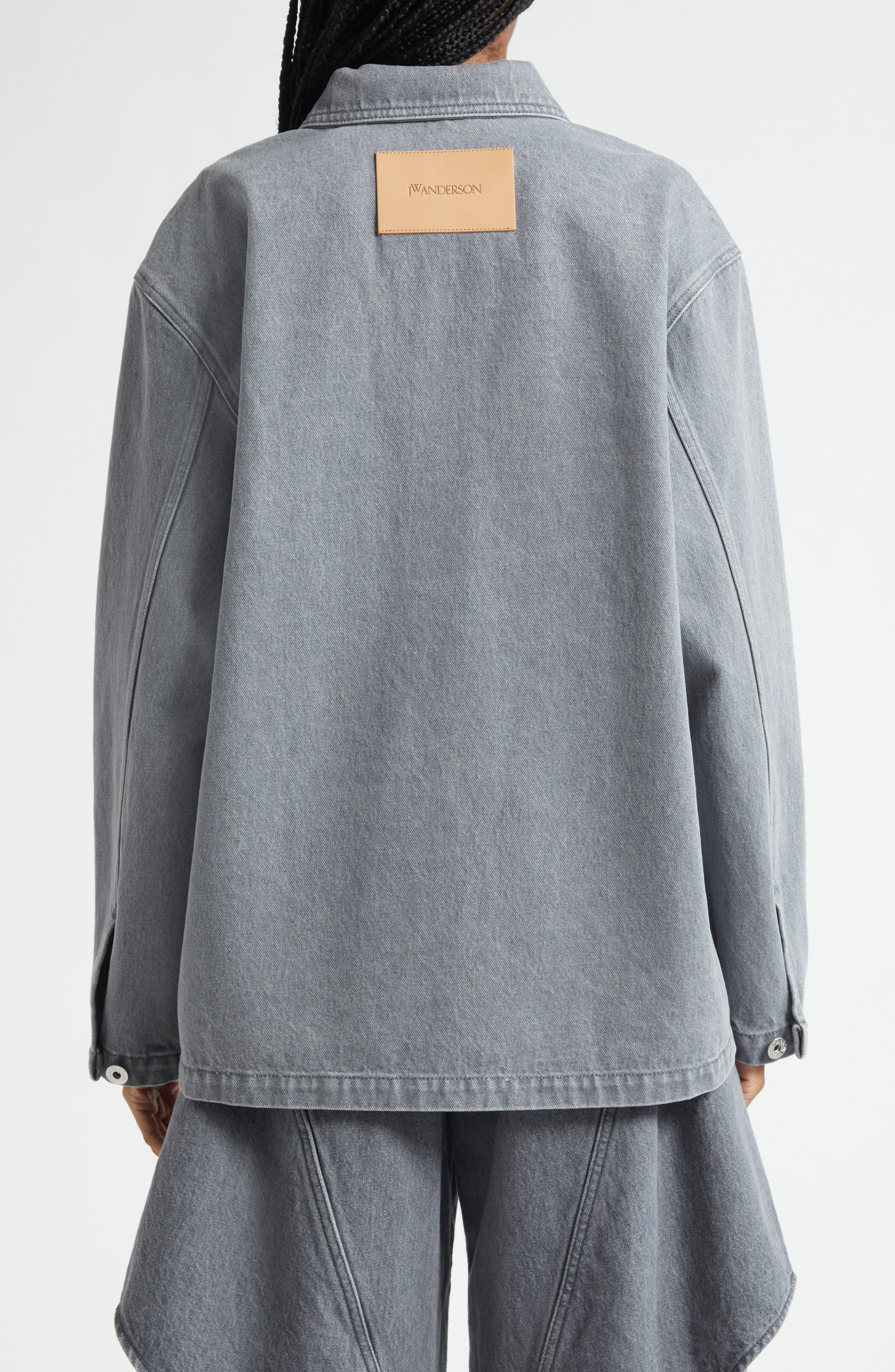 JW Anderson Patch Pocket Denim Rugby Shirt in 906 Light Grey at Nordstrom - 3