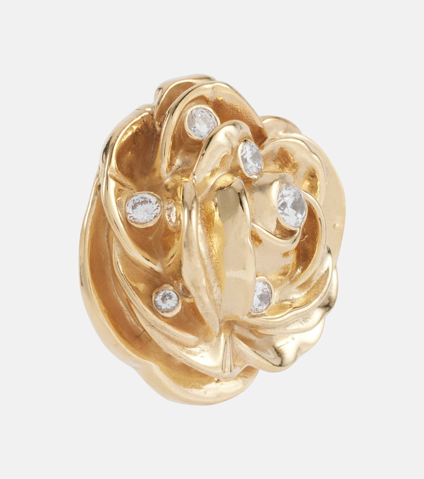 Floral embellished gold-plated earrings - 2