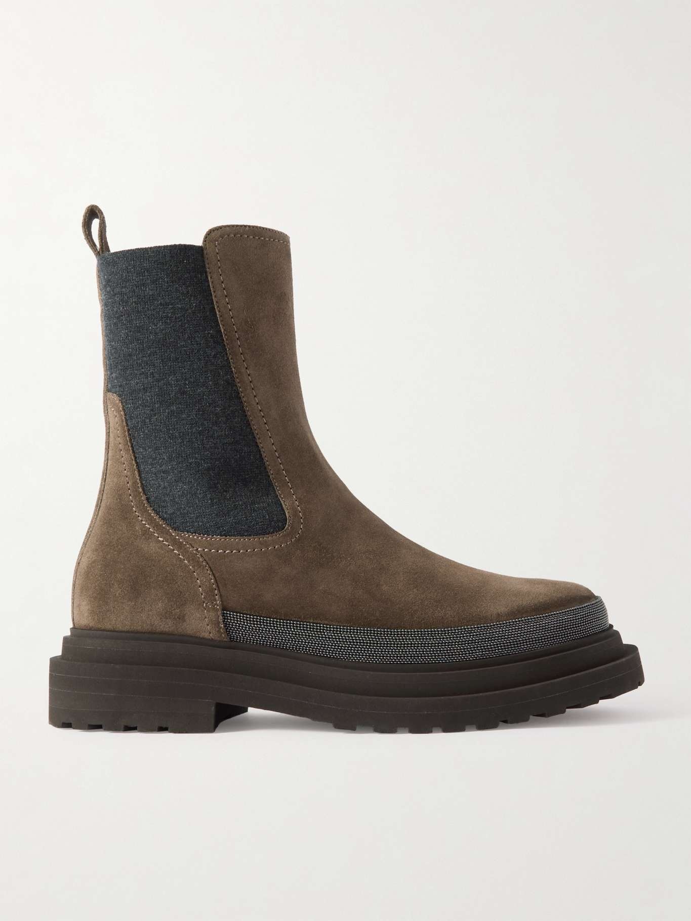 Bead-embellished suede Chelsea boots - 1