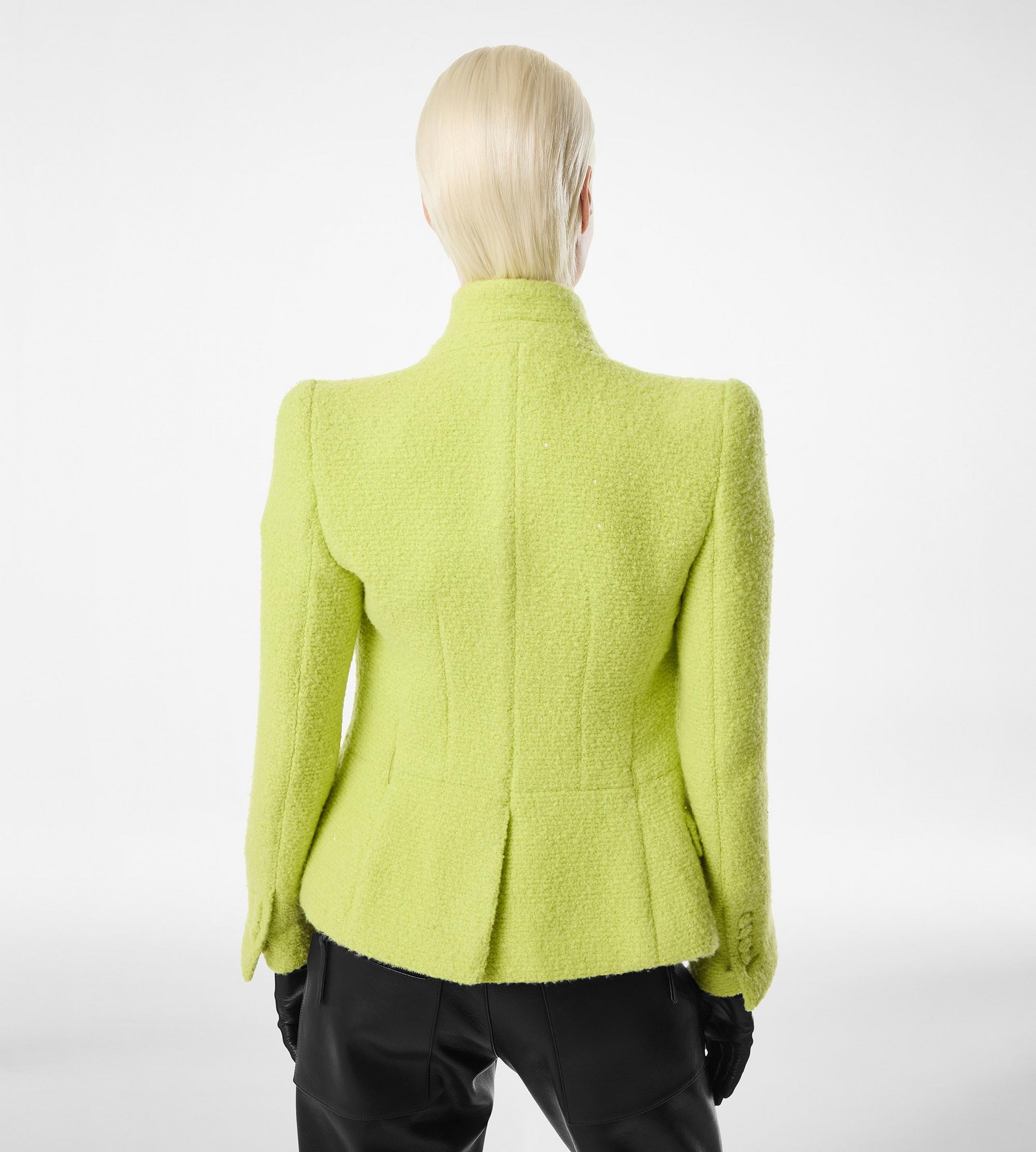 SEQUINED WOOL CASHMERE AND SILK BLEND TWEED WRAP JACKET - 4