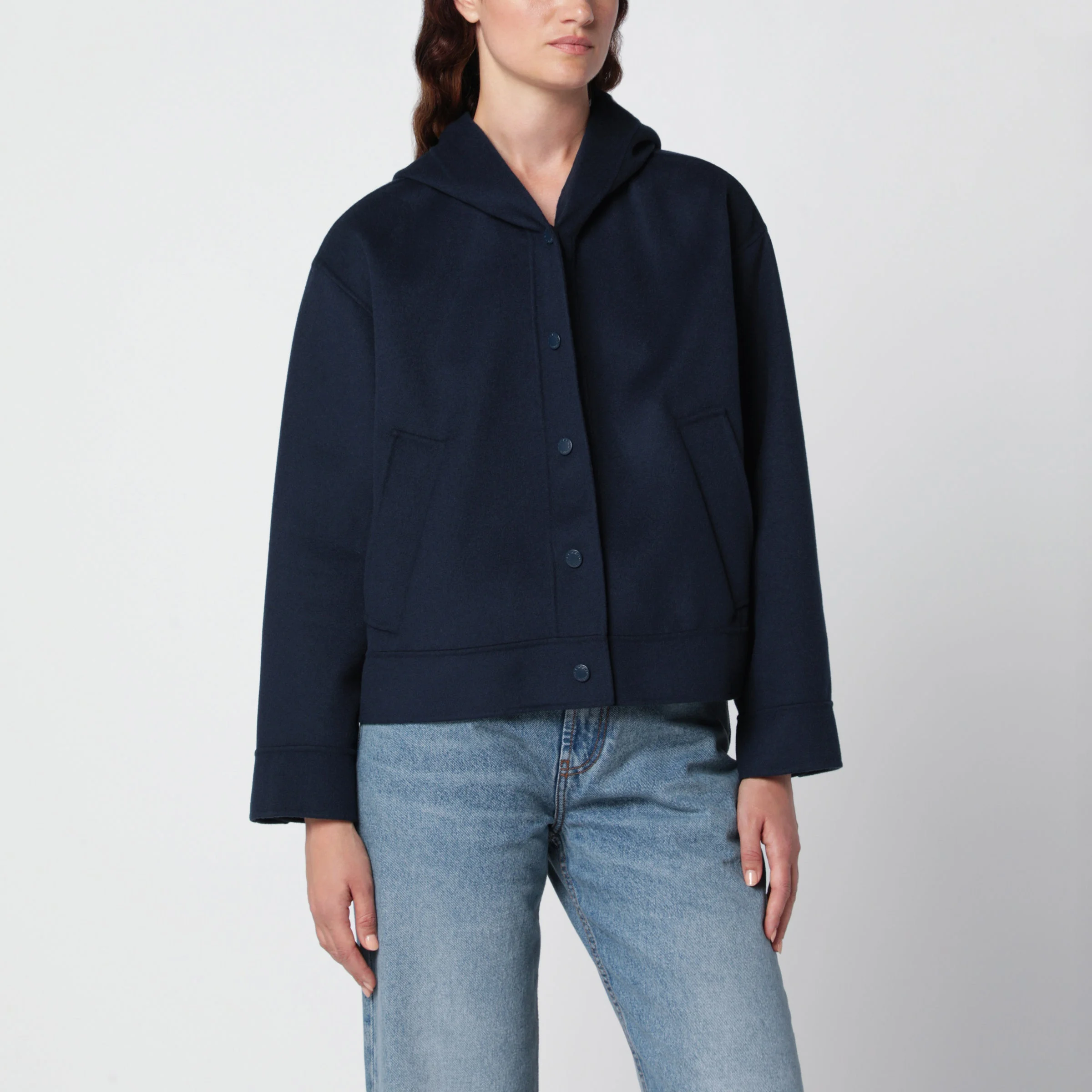 Blue wool hooded jacket - 1