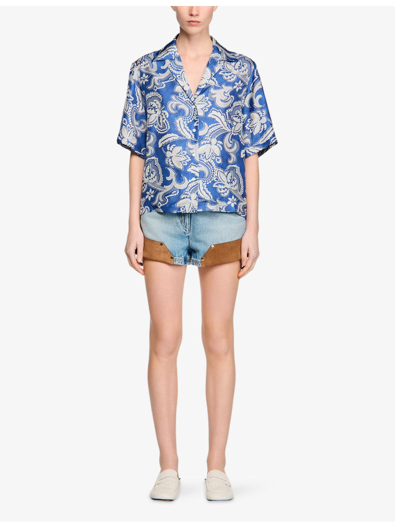 Sandro Floral-Print Relaxed-Fit Woven Shirt outlook