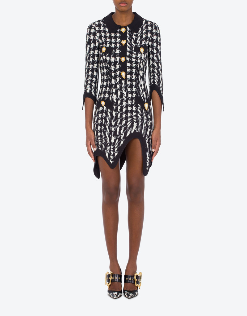 Moschino MORPHED PIED DE POULE PRINT SABLE DRESS outlook