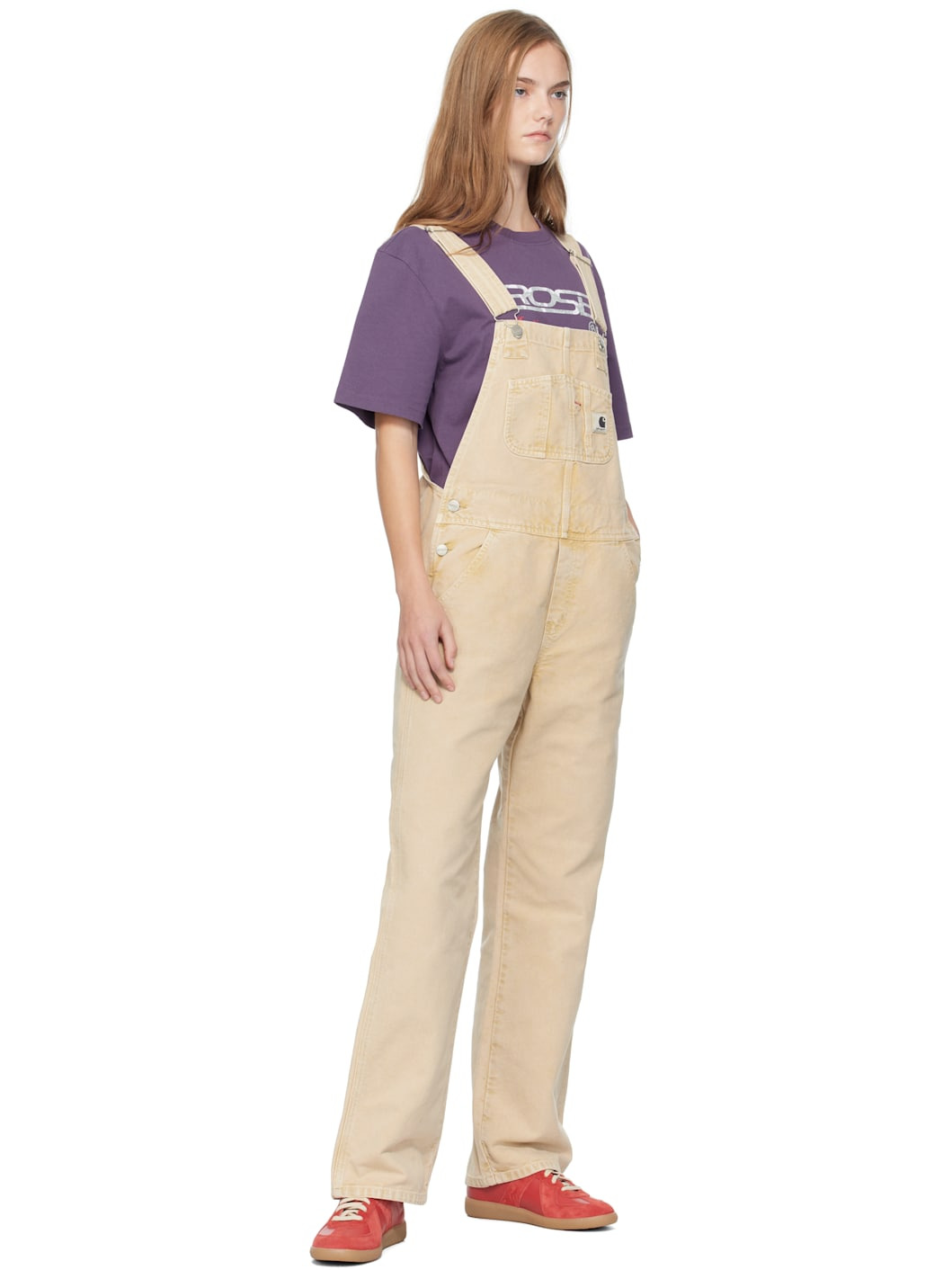 Beige Bib Straight Overalls - 4