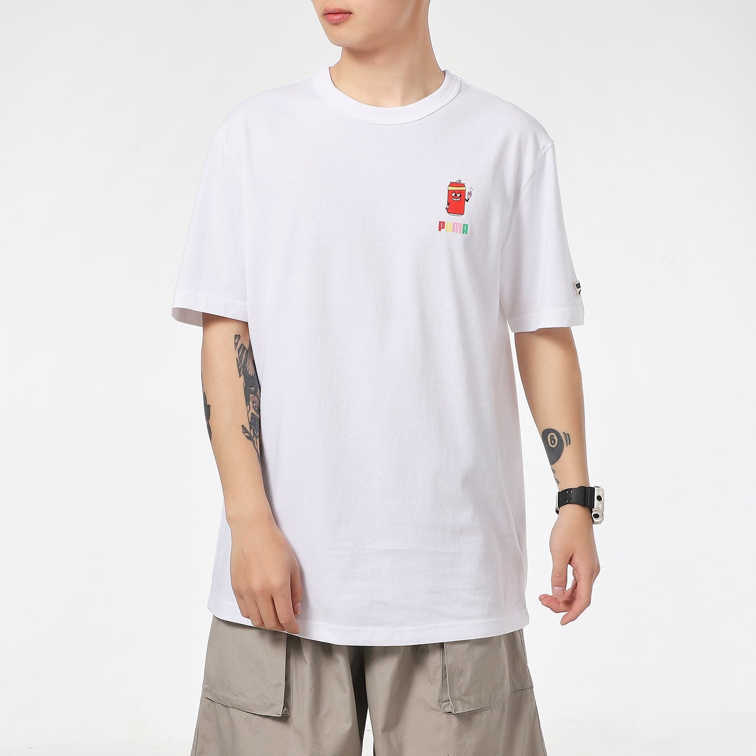 PUMA Sports Alphabet Printing Round Neck Short Sleeve White 531335-52 - 3