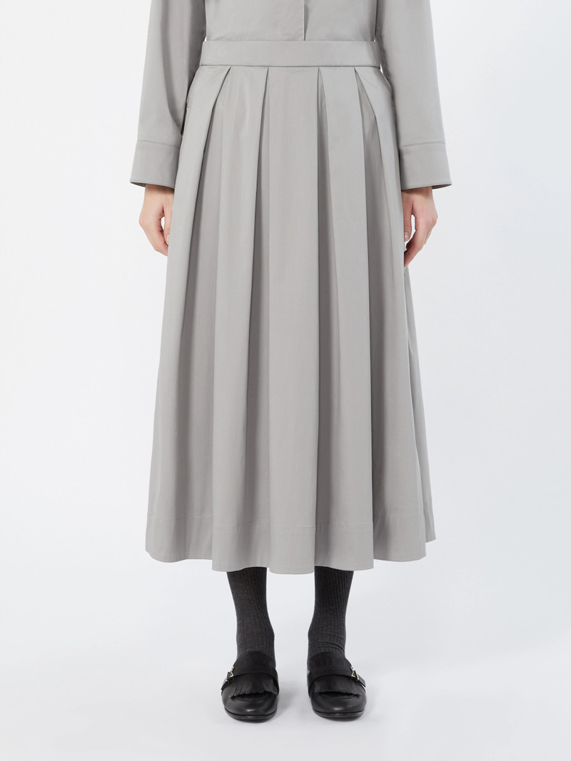 TESORO Cotton satin pleated midi skirt - LIGHT GREY 3