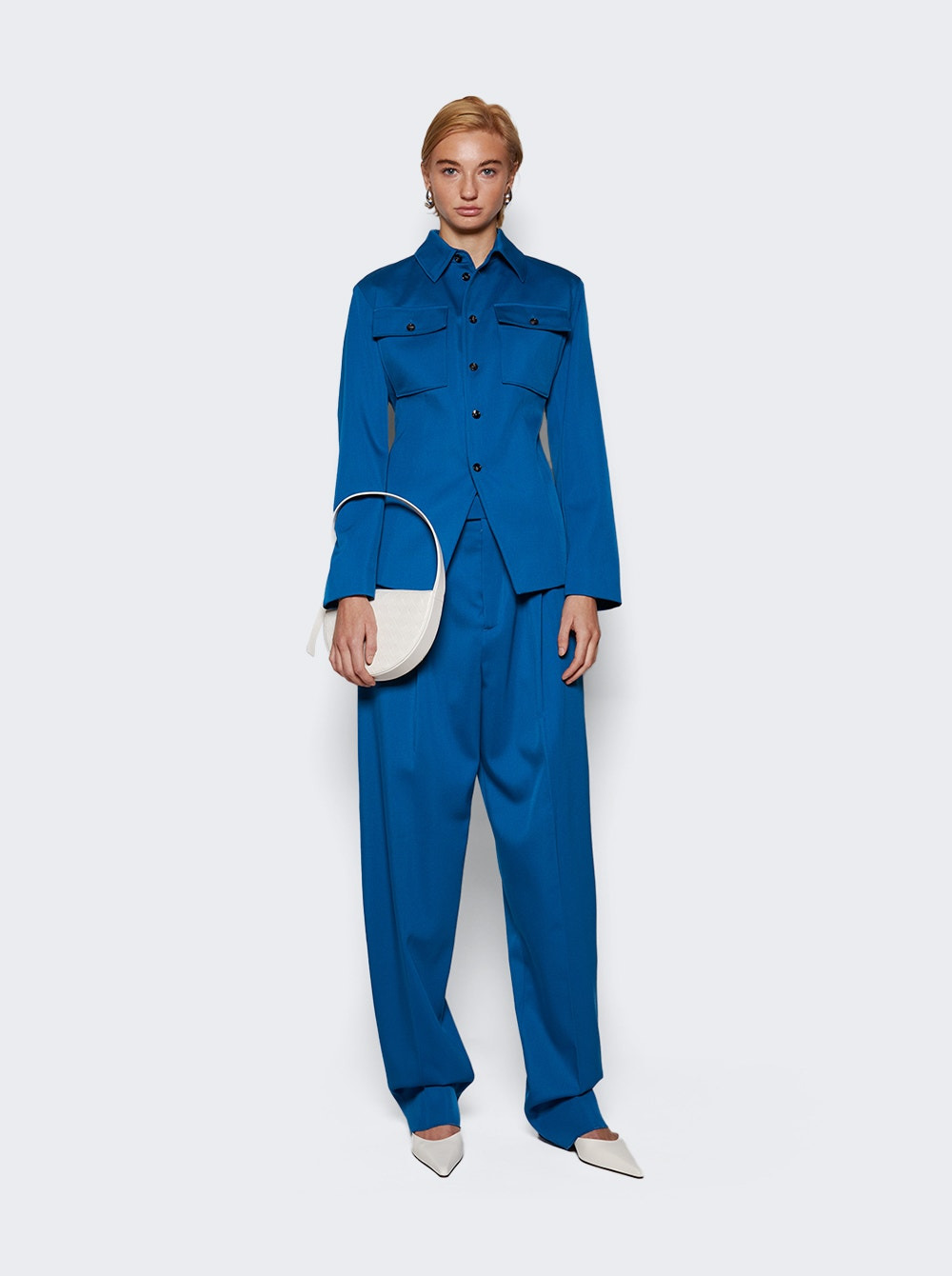 Wool Gabardine Shirt Jacket Pacific Blue - 2