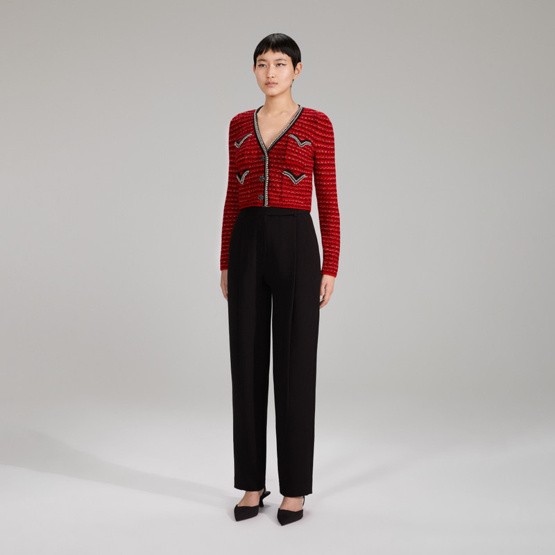 Red Knit Melange Cardigan 2