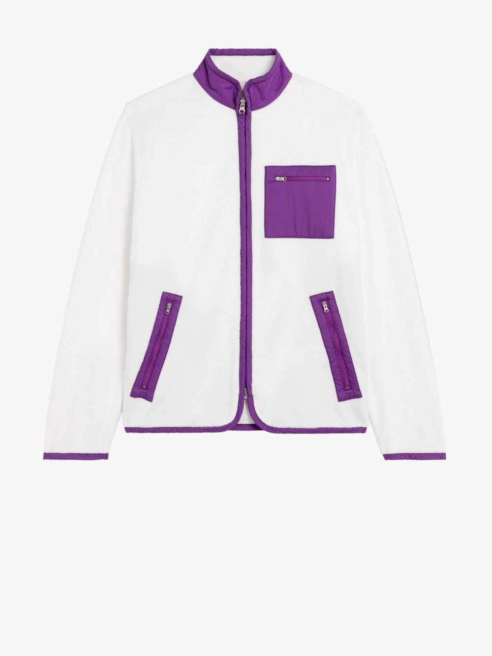 PURPLE & WHITE ZIP-UP FLEECE JACKET - 1