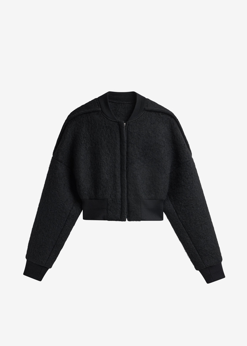 Dimaro Wool Cropped Bomber Jacket - Black 1