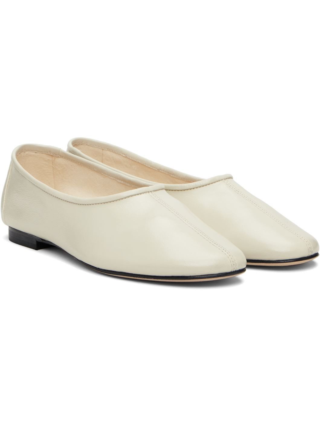 Off-White Prudence Creased Leather Ballerina Flats - 4