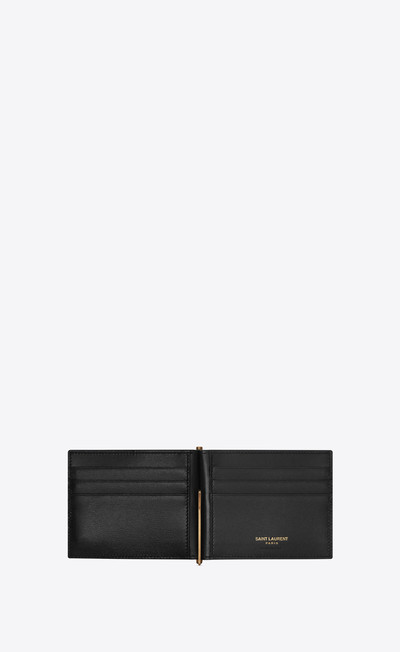 SAINT LAURENT tiny cassandre bill clip wallet in shiny leather outlook