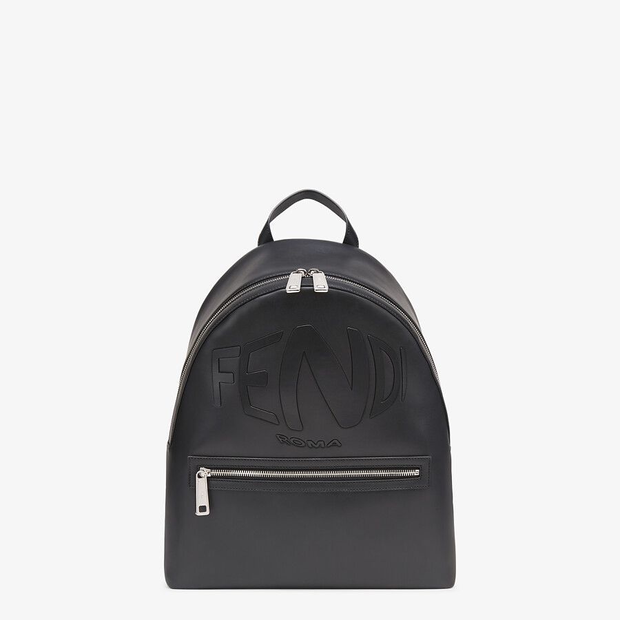 Black leather backpack - 1