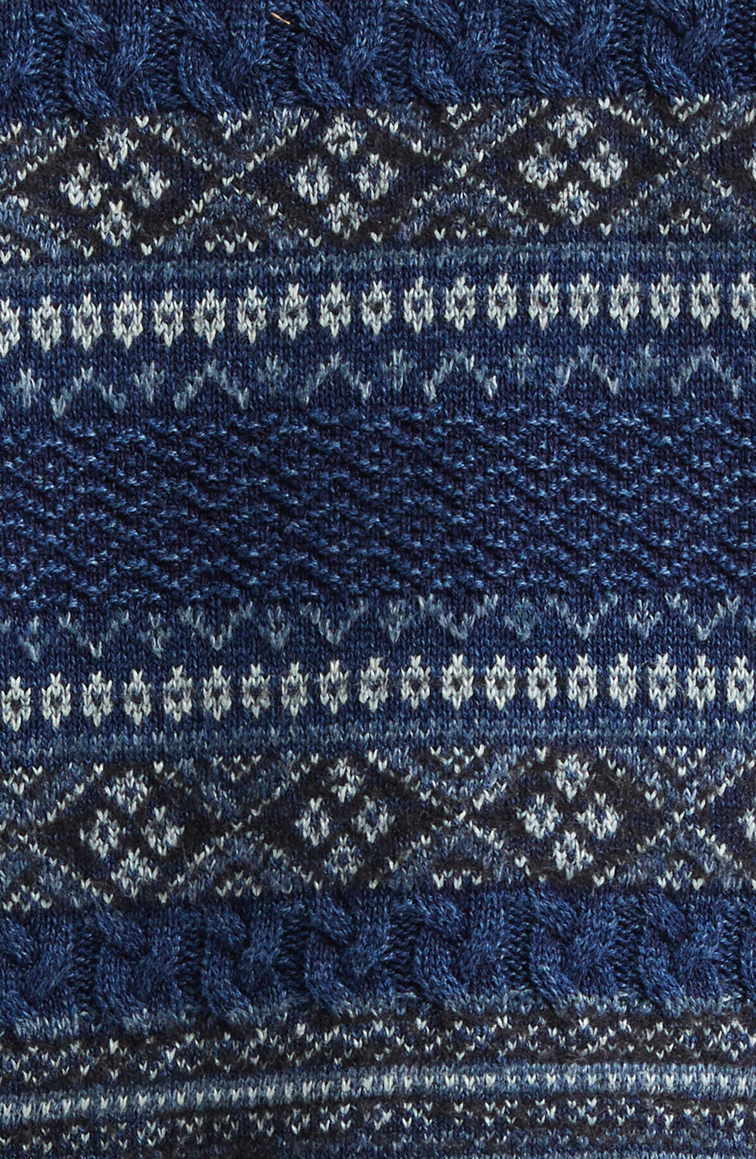Double RL Indigo Stripe Cotton & Linen V-Neck Sweater in Indigo Multi at Nordstrom - 7