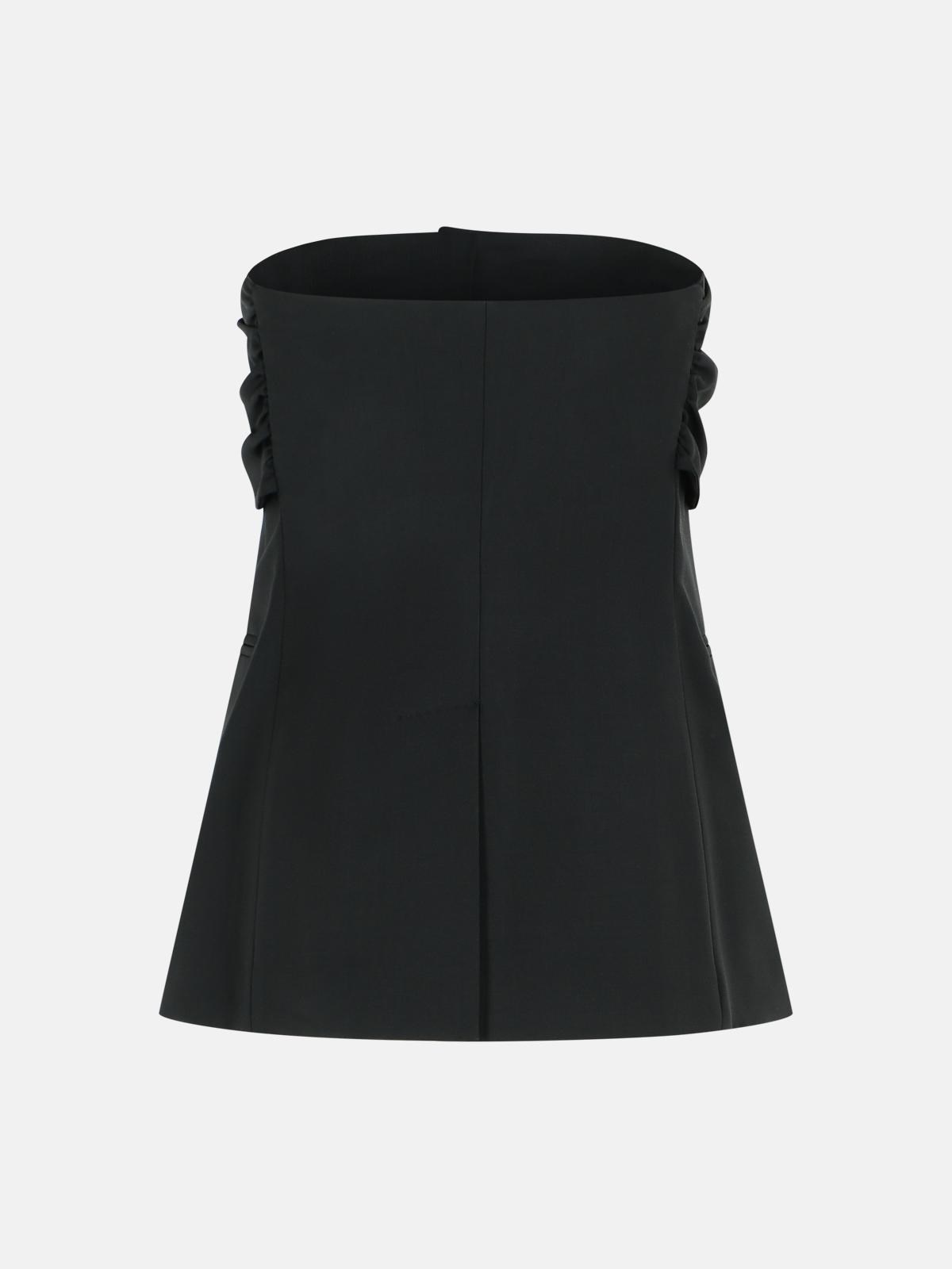 'VERUSKA' BLACK VIRGIN WOOL BUSTIER TOP - 3