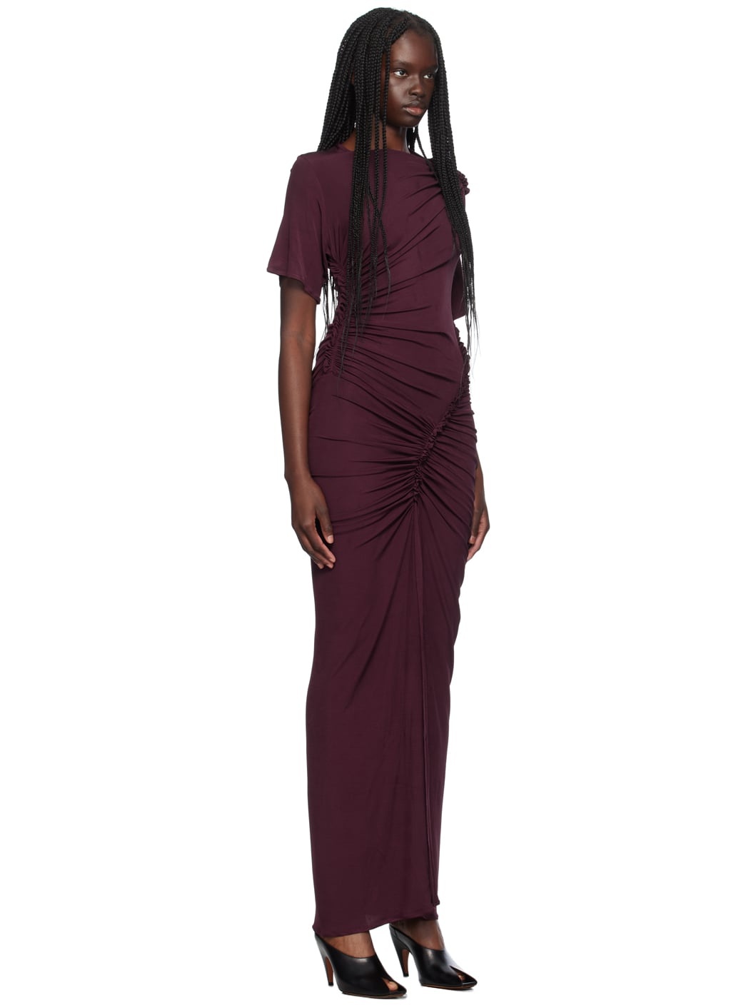 Purple Asymmetric Ruched Maxi Dress - 2