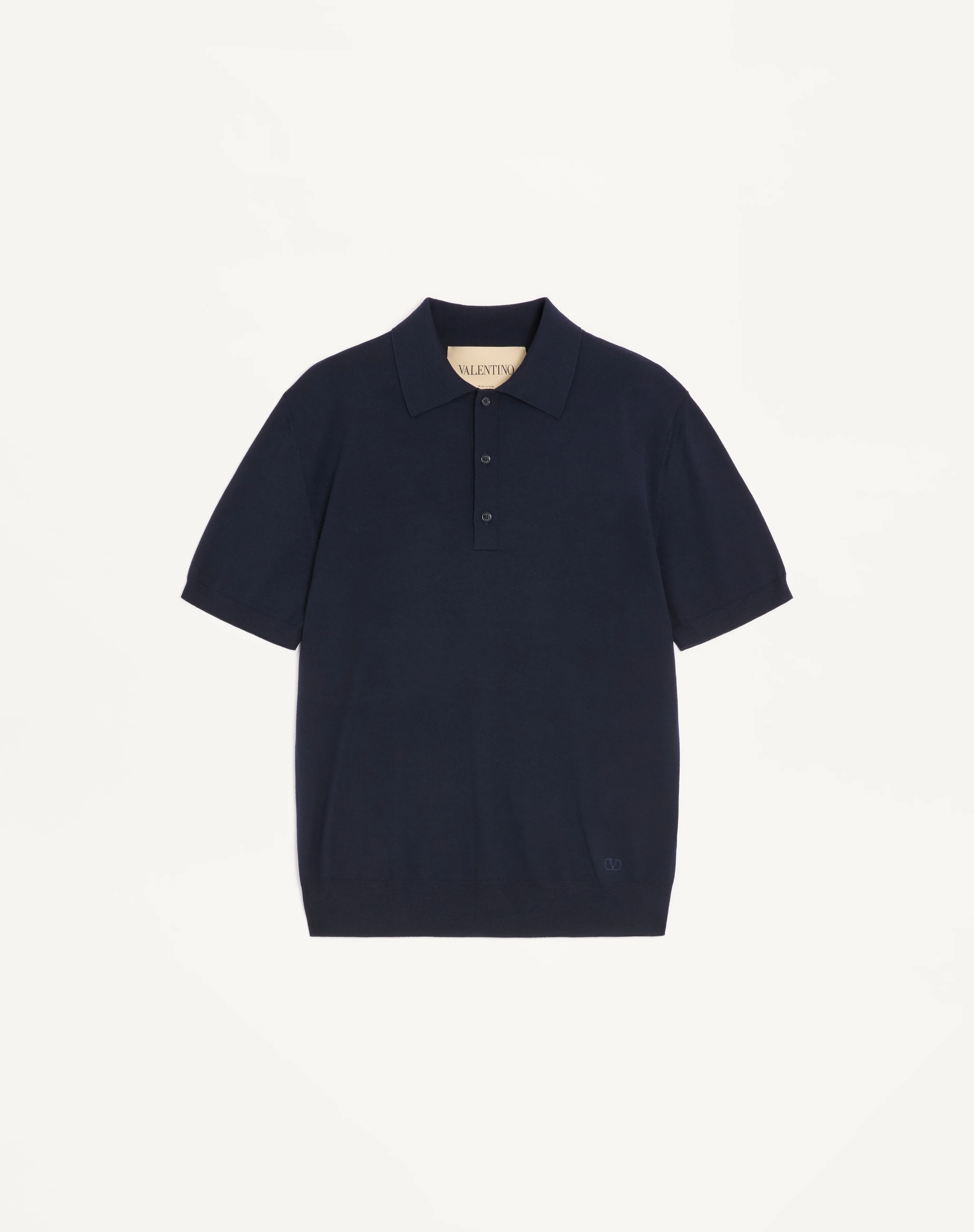 VALENTINO WOOL POLO WITH VLOGO EMBROIDERY - 1