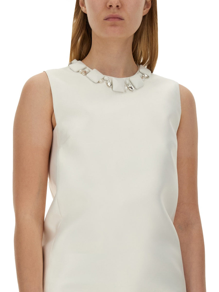 Versace Women Mini Duchesse Dress With Crystals - 4