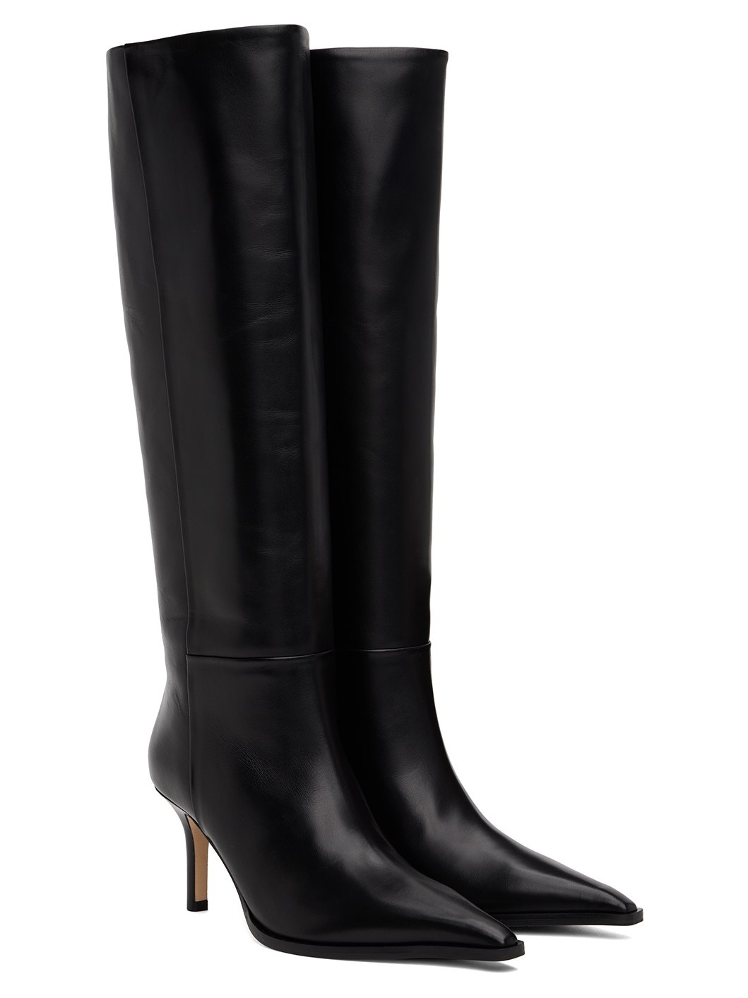 Black Tula Leather Tall Boots - 4