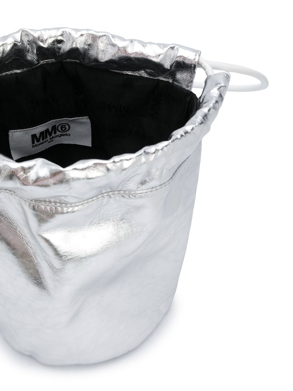 silver drawstring bucket bag - 5