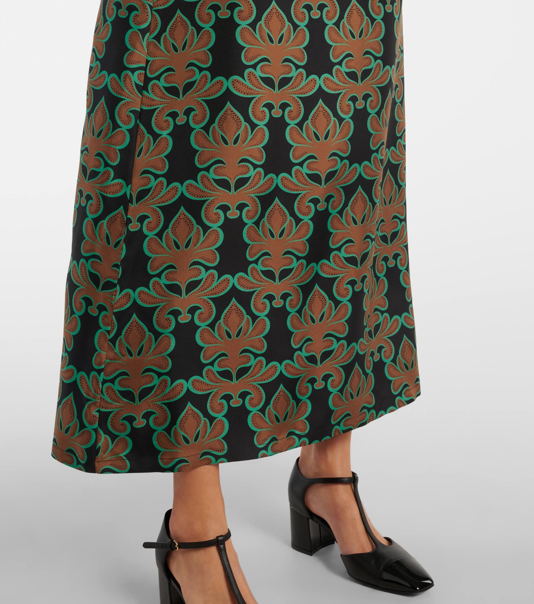 Swing printed silk twill midi dress - 6