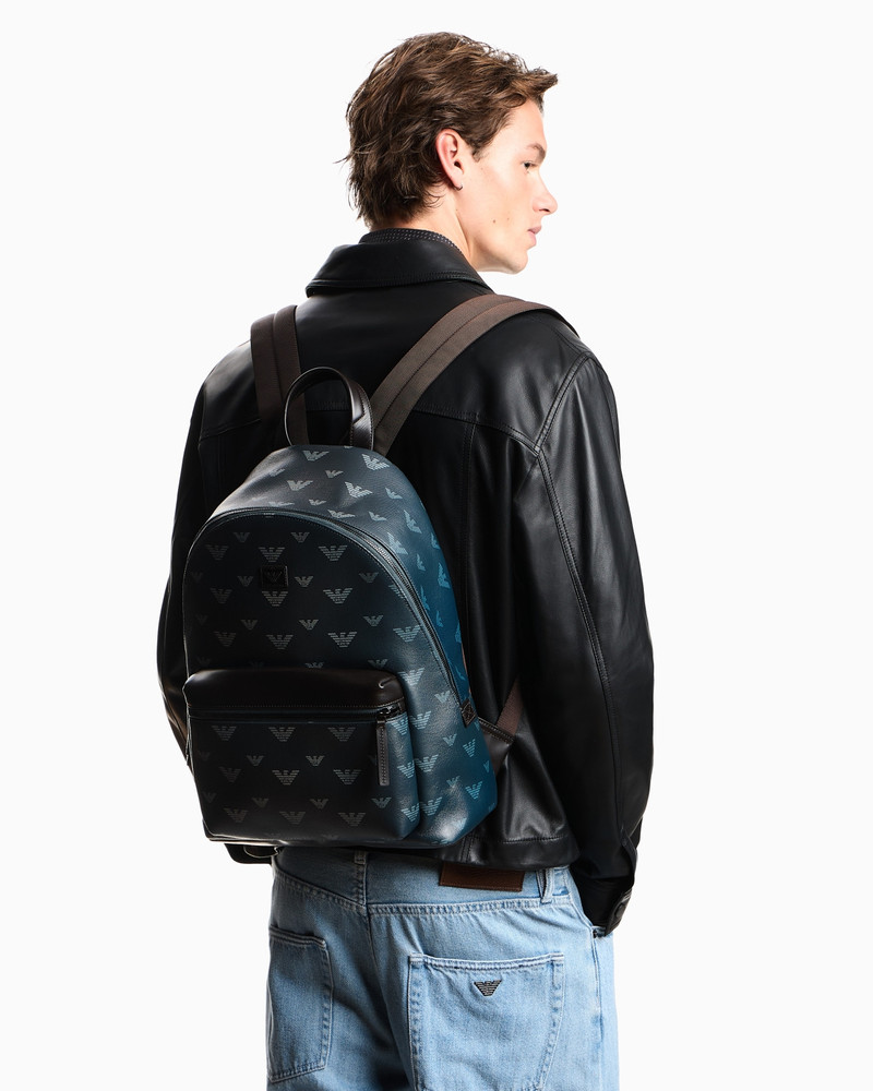 BACKPACK IN COATED CANVAS WITH ALL-OVER EAGLE 6