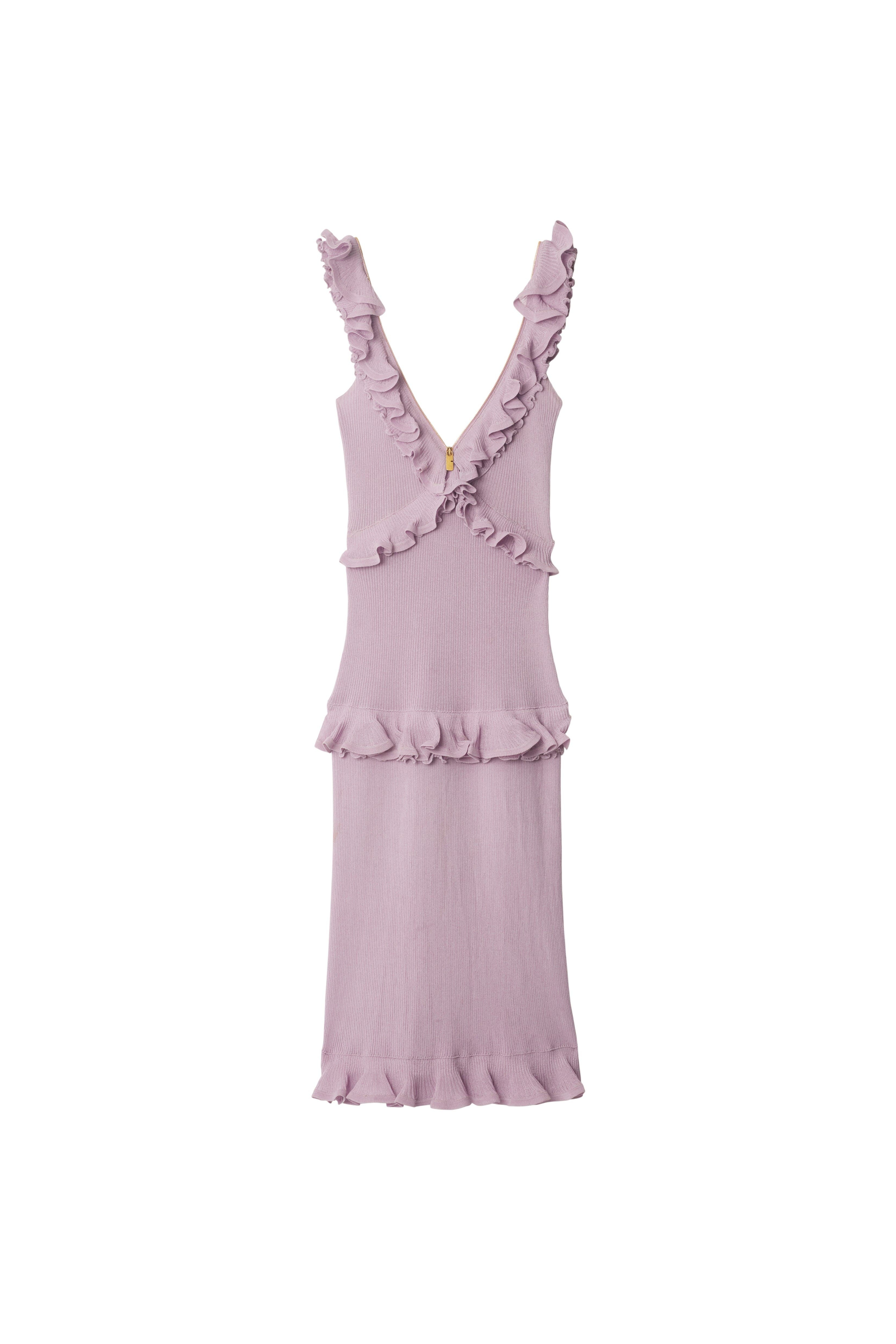 burberry Ruffled Silk Blend Dress in Wisteria at Nordstrom - 2