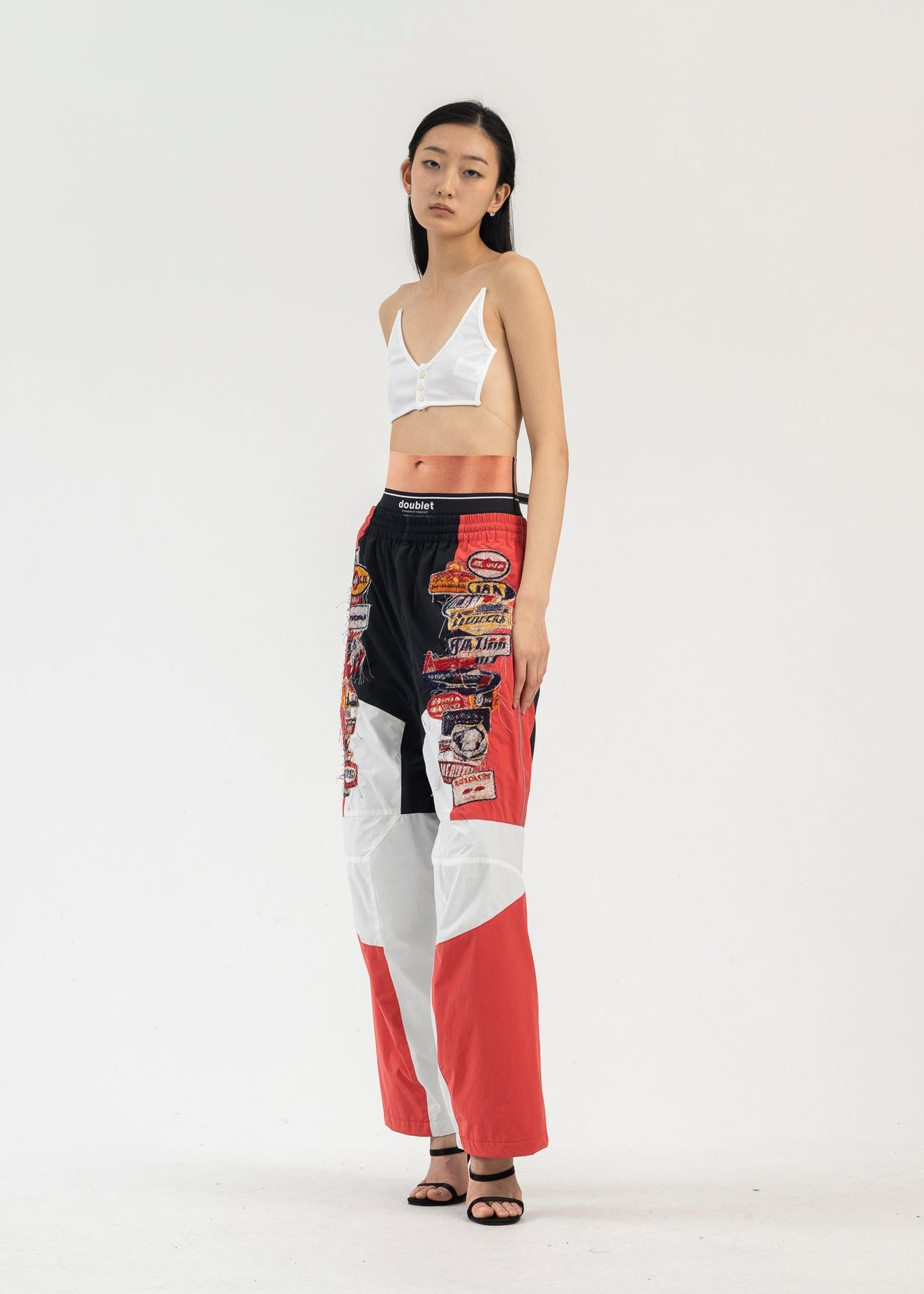 BLACK/RED A.I. PATCHES EMBRIDERY TRACK PANTS - 5