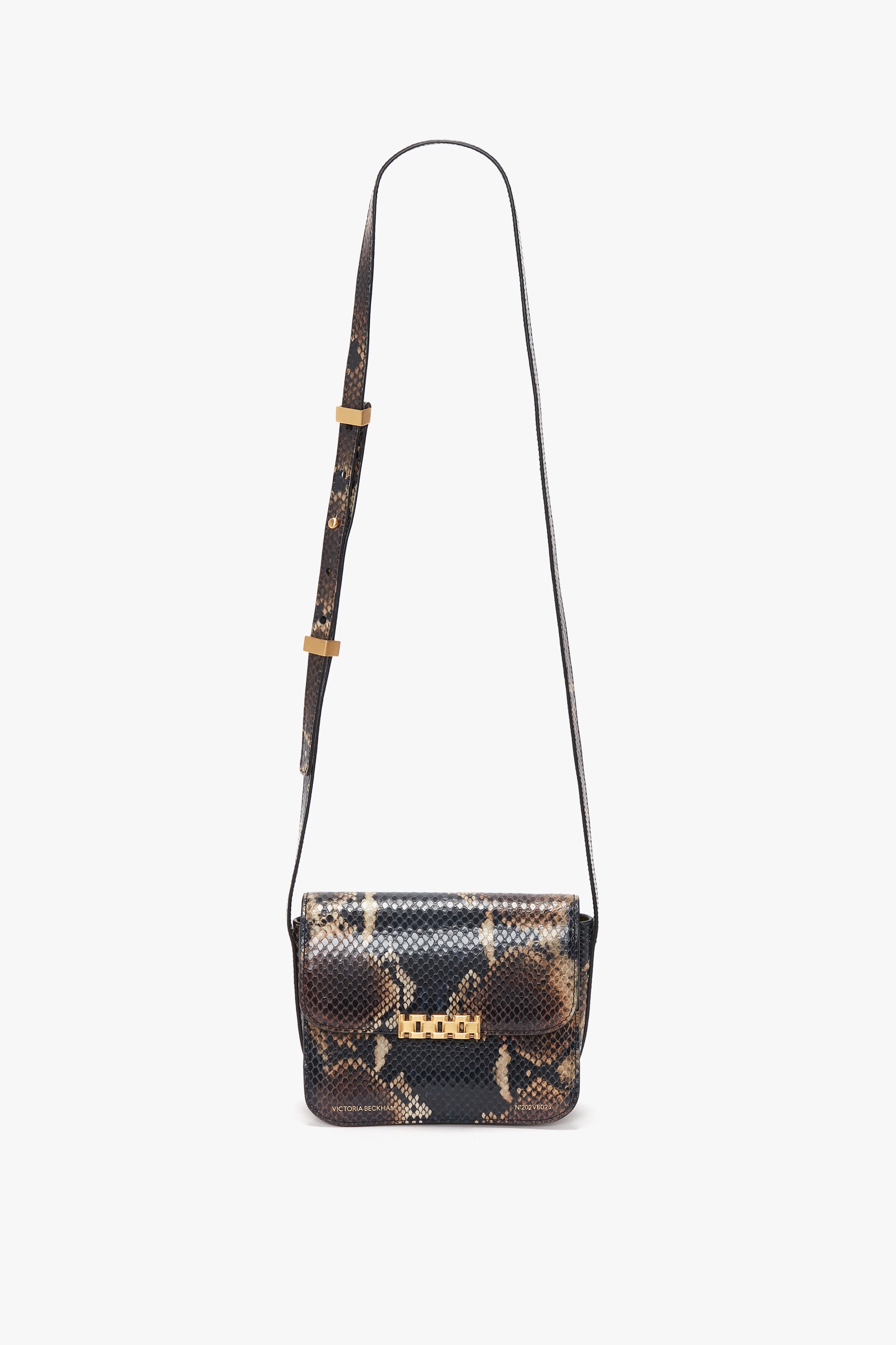 Mini Chain Shoulder Bag In Navy-Brown Leather - 1