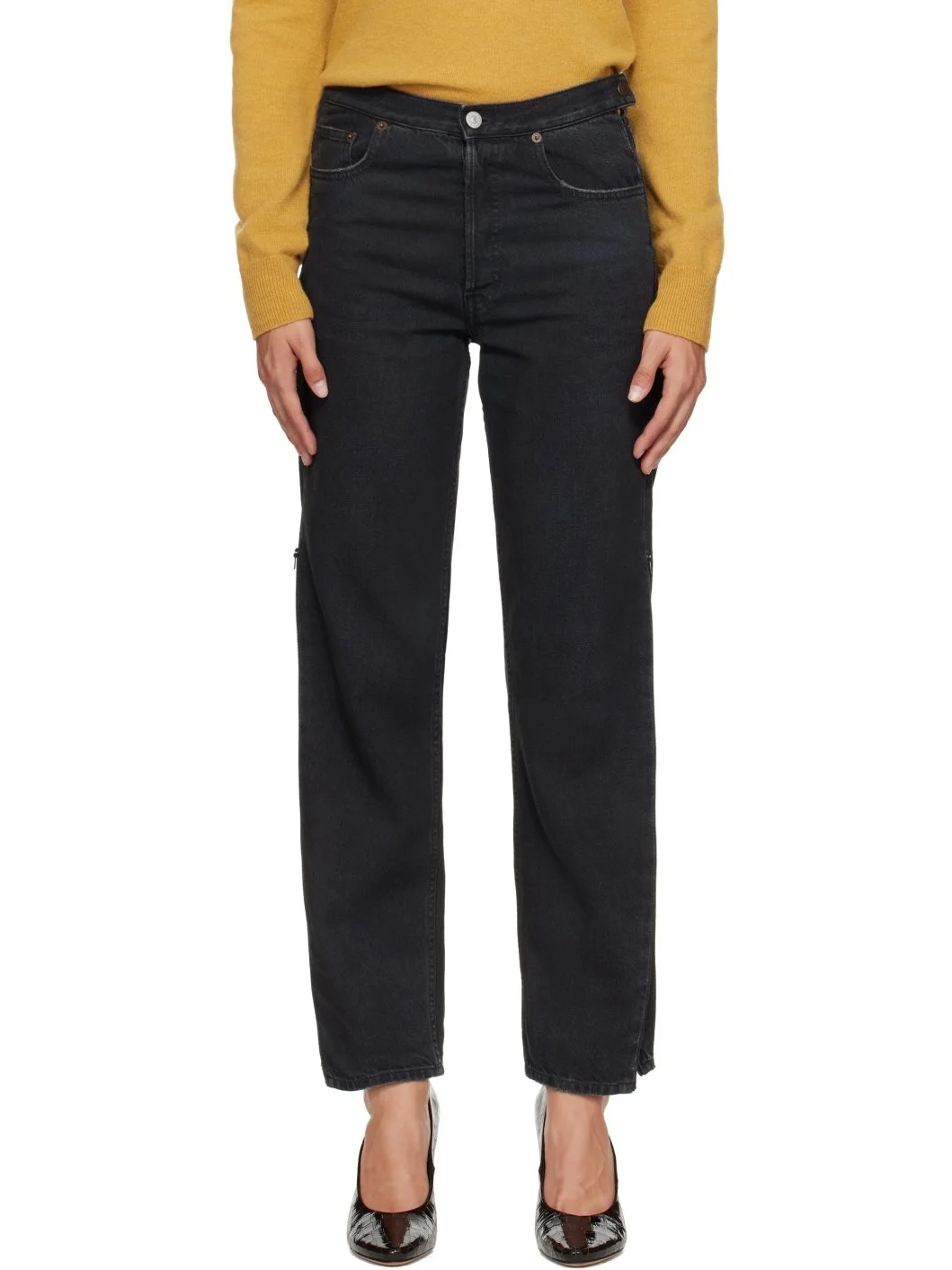 Black Zip 5 Pocket Jeans - 1