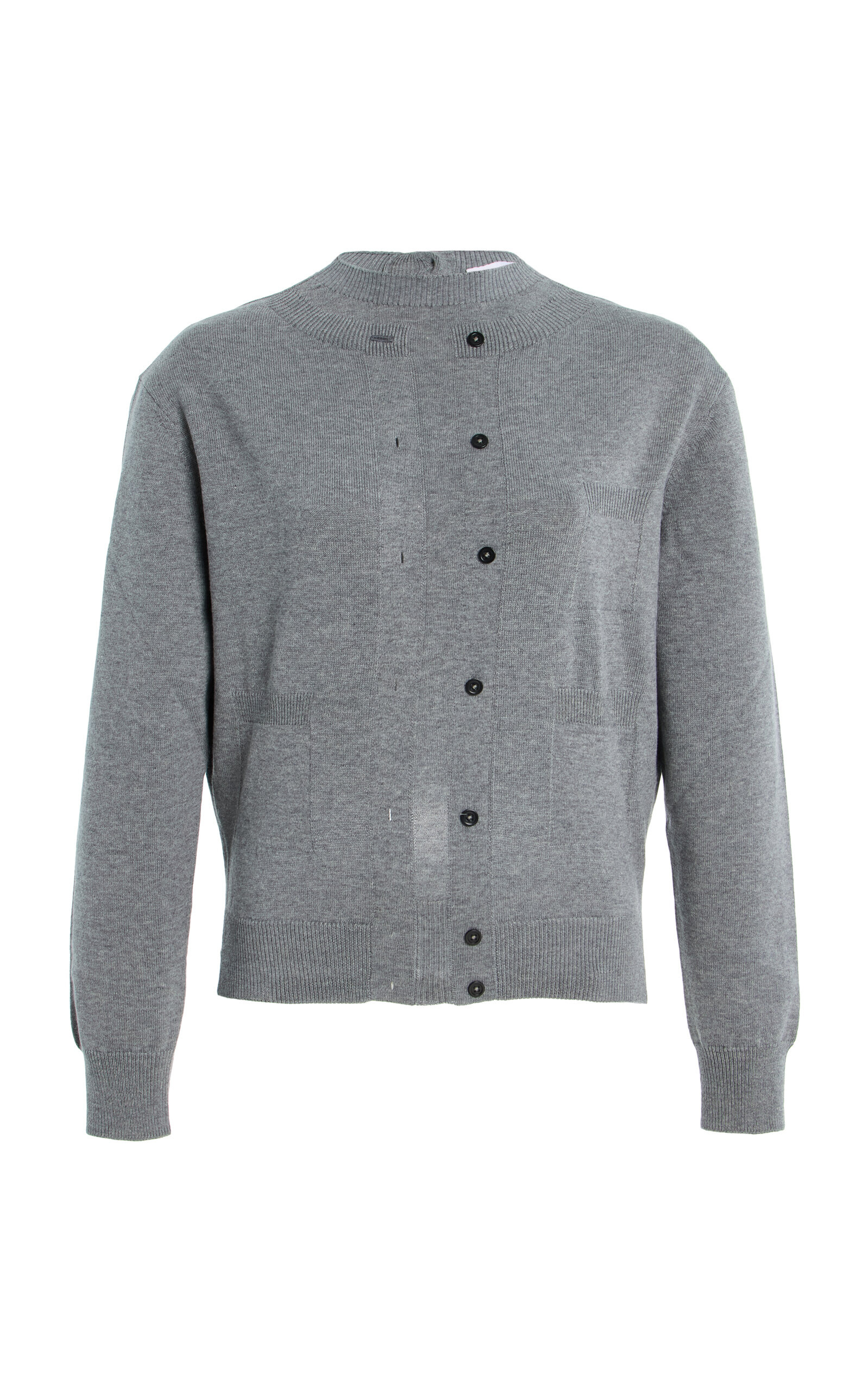 Trompe l'Oeil Wool-Cotton Cardigan grey - 1