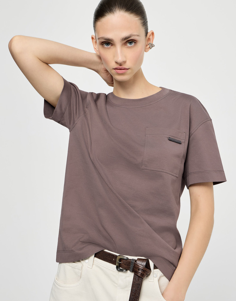 Cotton jersey T-shirt with shiny tab 5