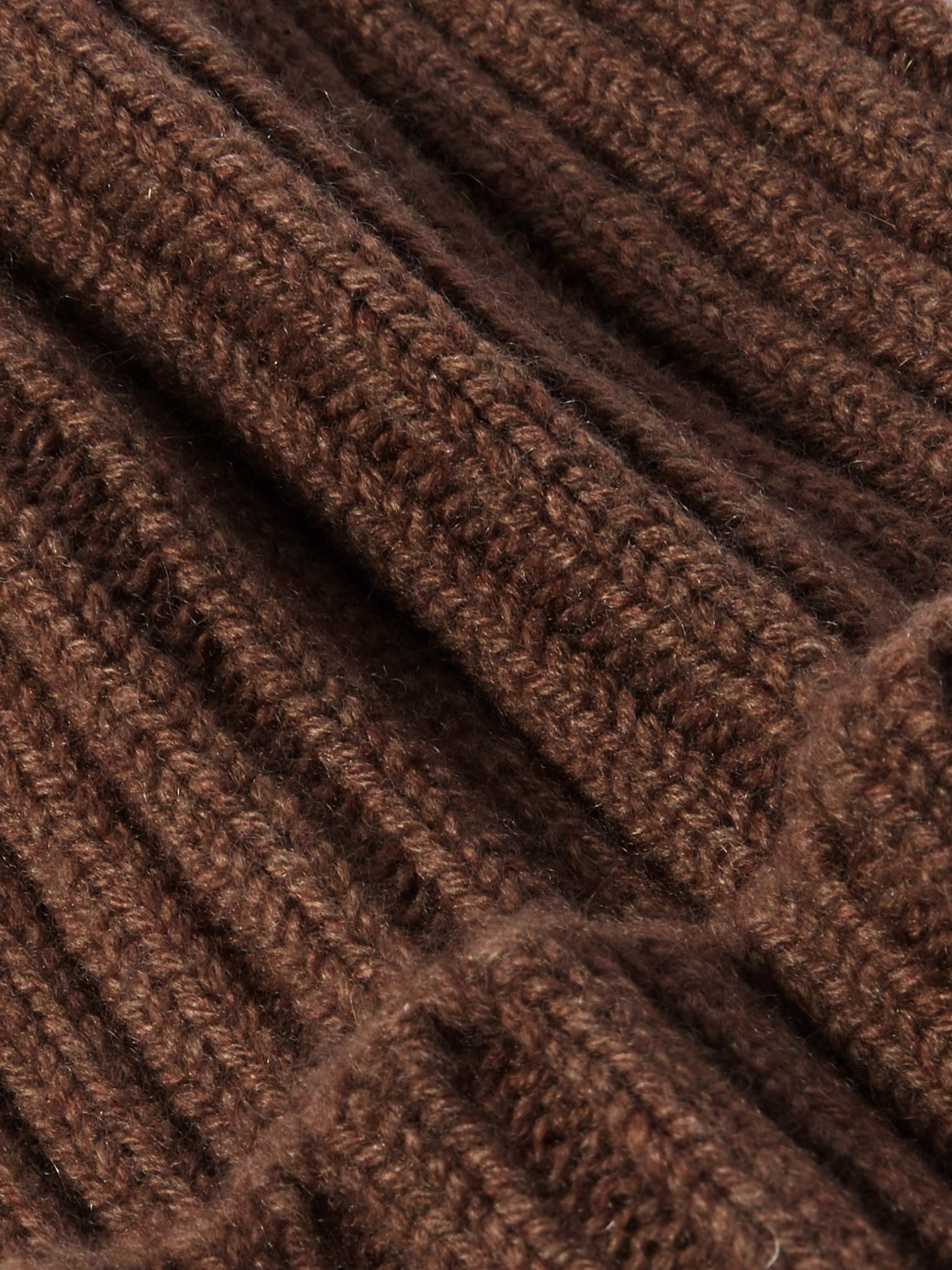 Ribbed Cashmere Beanie Brown - 3