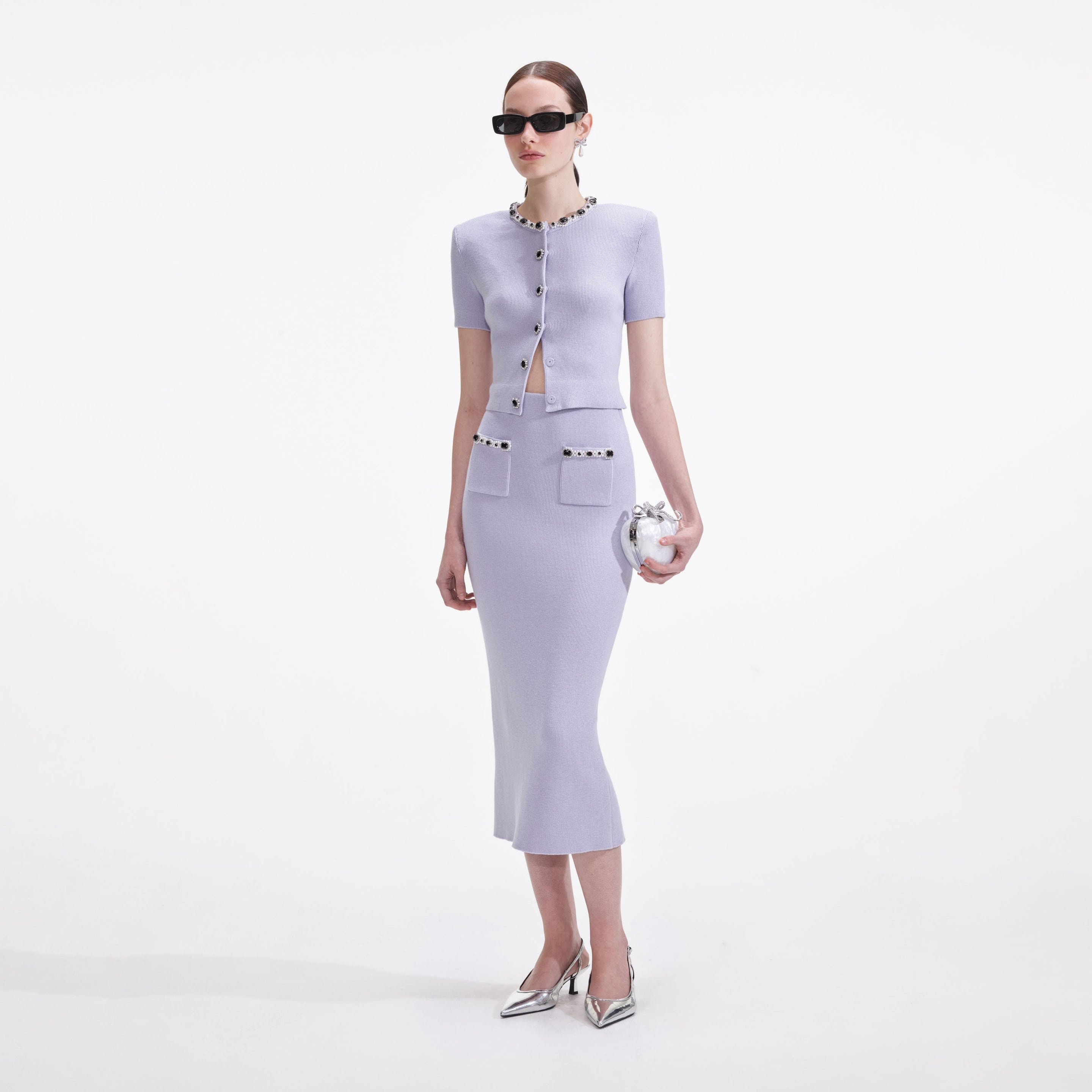 Lilac Embellished Knit Top - 2
