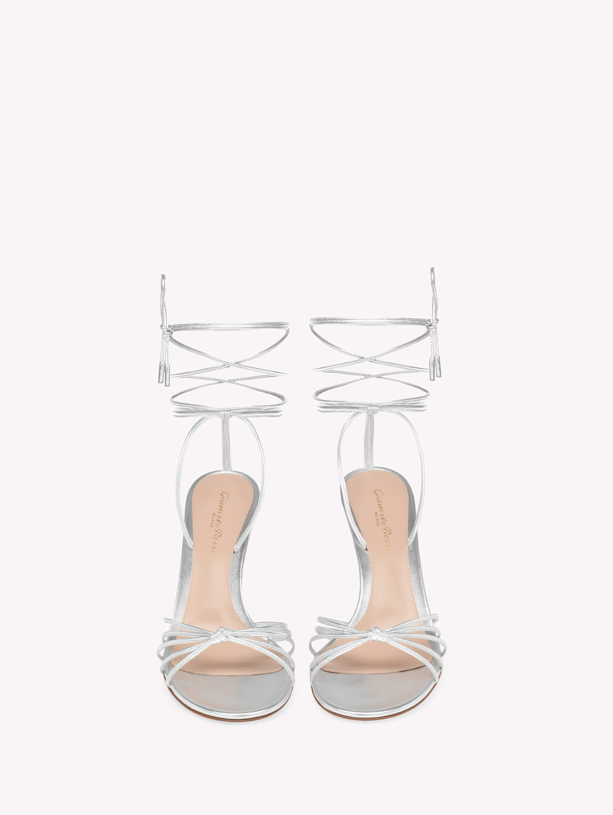 Gianvito Rossi Gwyneth 85 Sandal in Metallic Silver Nappa at Nordstrom - 3