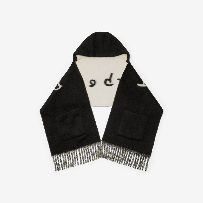 Logo Alpaca Wool Blend Hooded Scarf 1