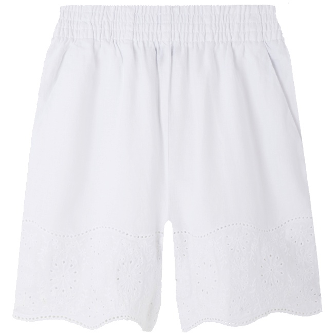 Women Linen Bermuda Shorts Broderies Anglaises - 1