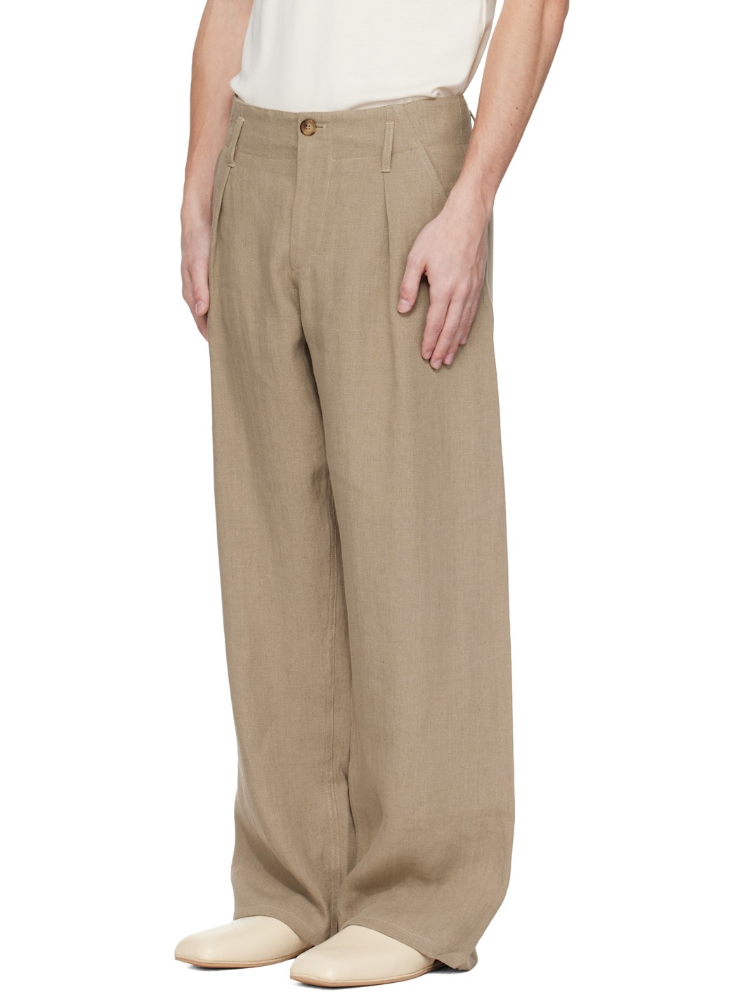 WORK SHOP Emporio Armani Beige Carico Trousers - 4