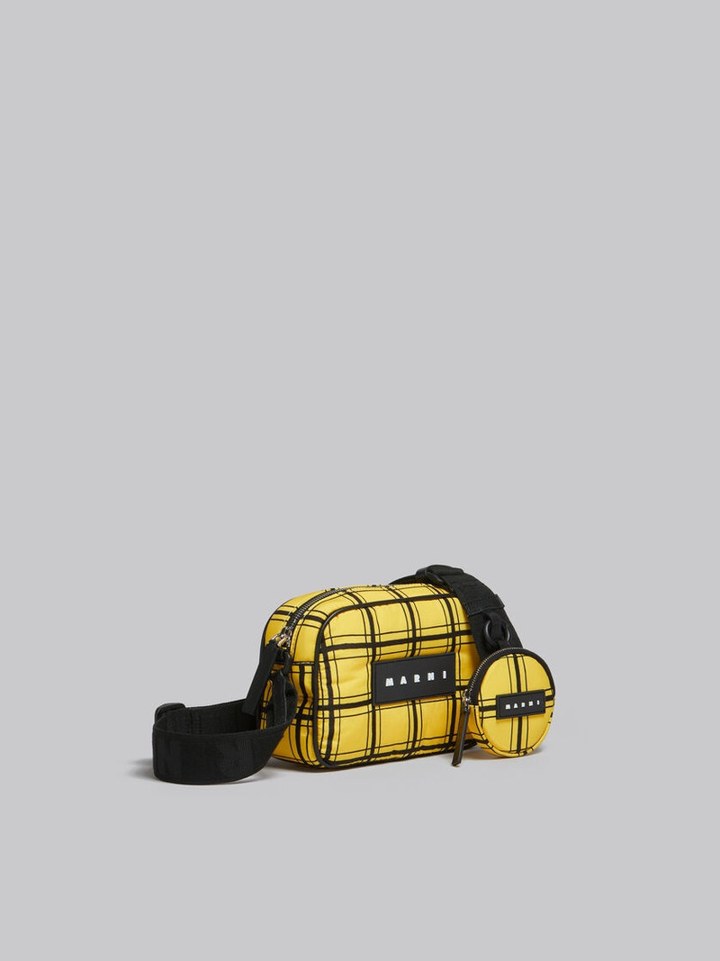 YELLOW CHECKED PUFF CAMERA BAG 6