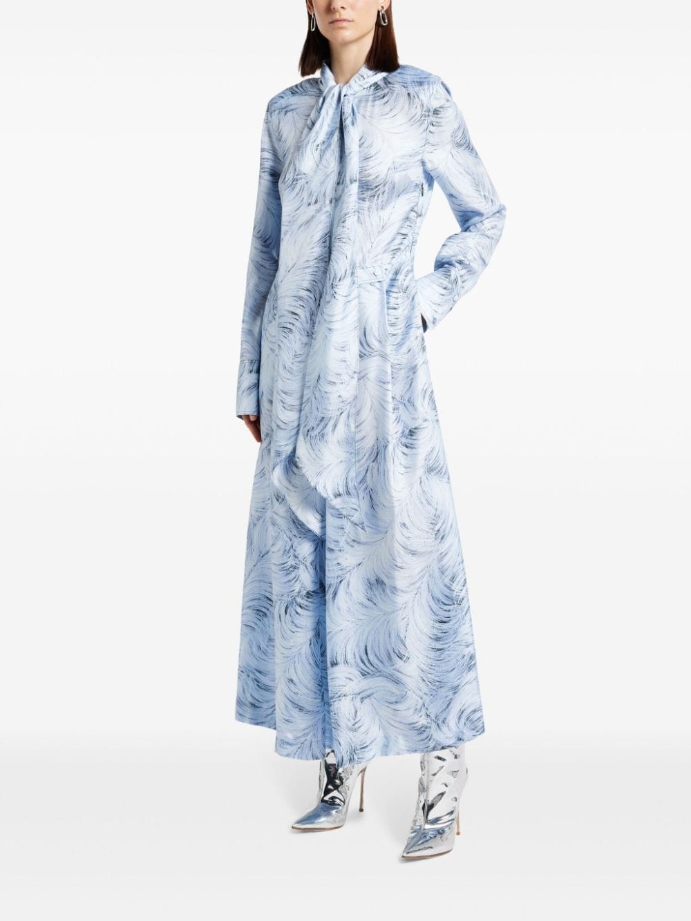 feather-print midi dress - 2