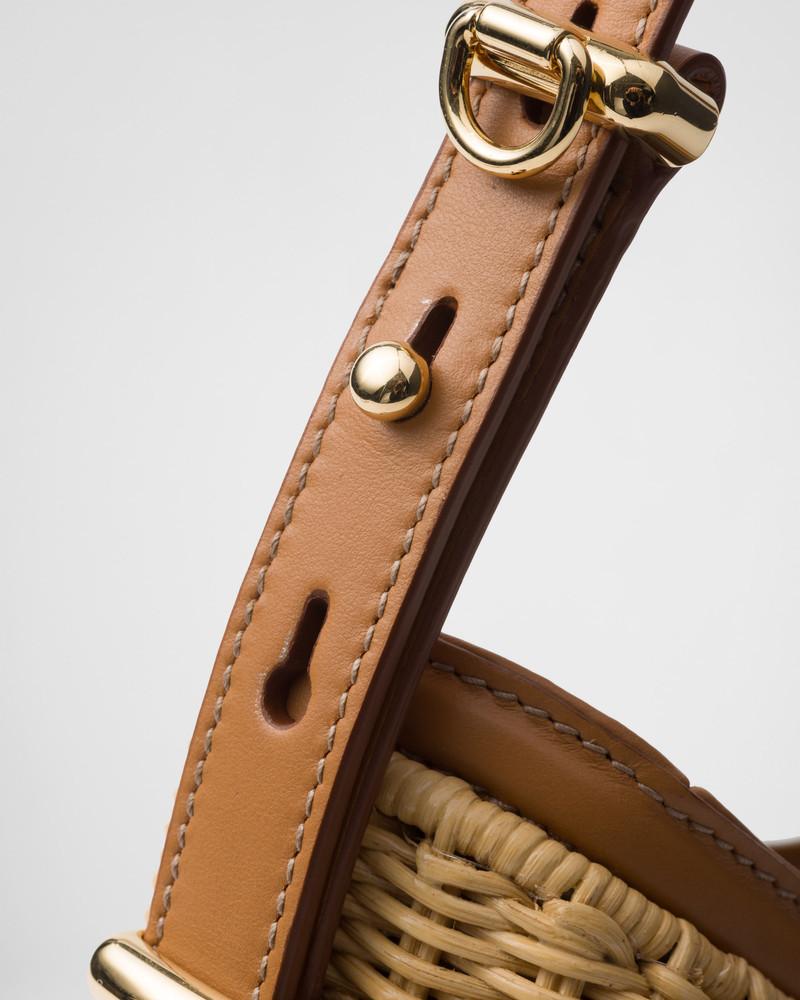 Prada Arqué woven fabric and leather bag 6