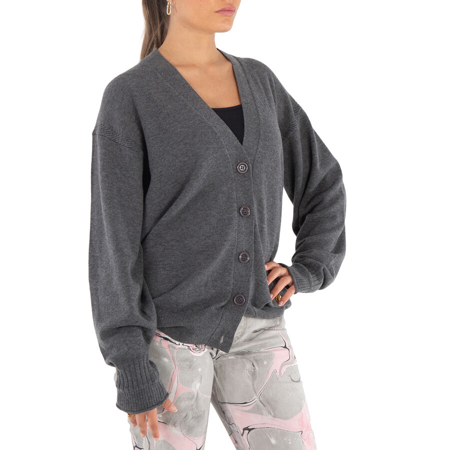 Stella McCartney Grey Iconic Logo Wool Cardigan - 5