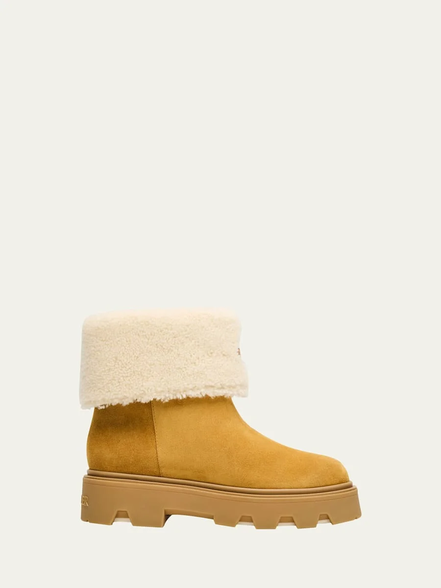 Aurea Suede and Shearling Mid Ankle Boots - 1
