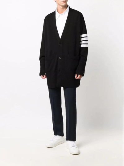 Thom Browne 4-Bar stripe V-neck cardigan outlook