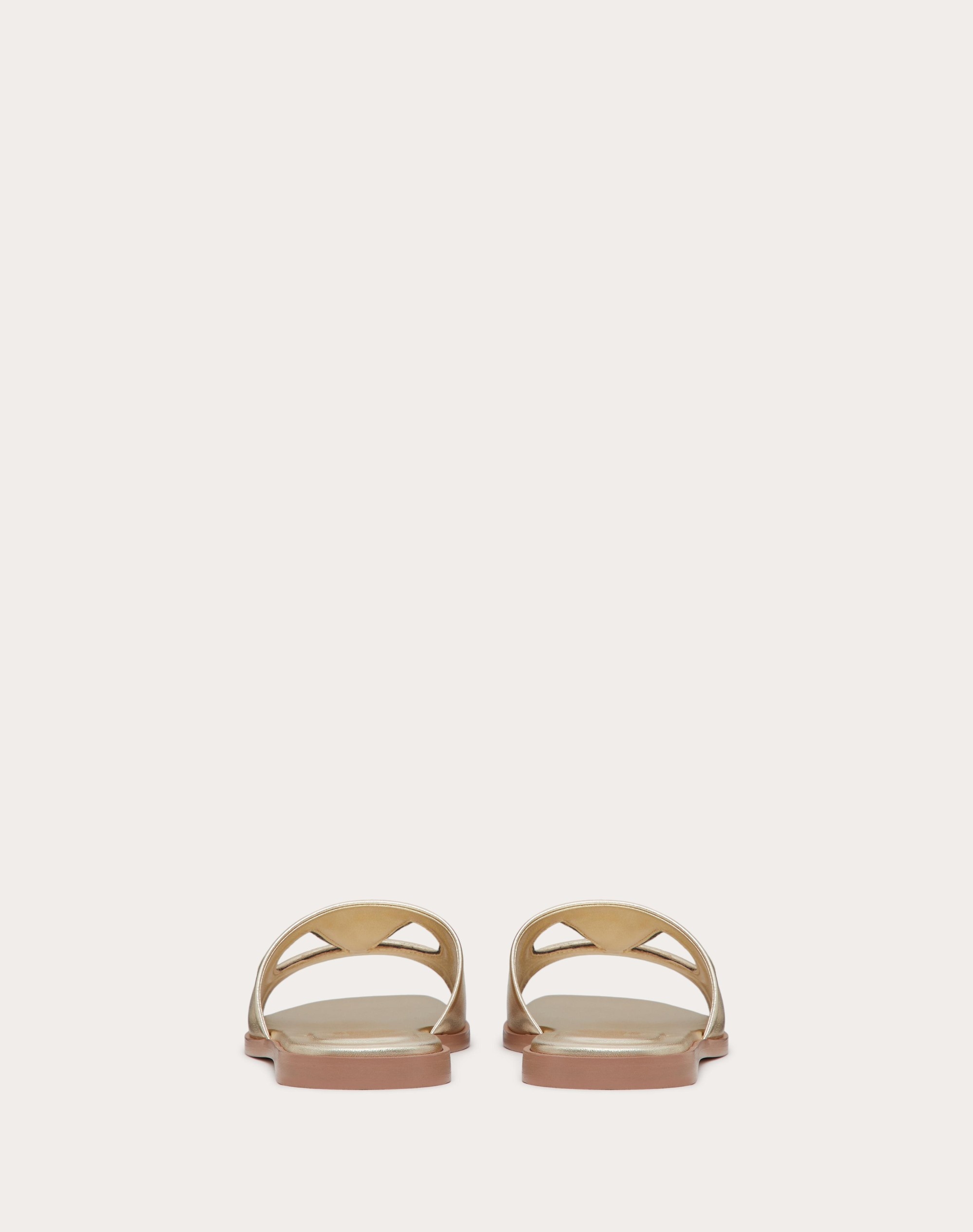 VLOGO CUT-OUT LAMINATED NAPPA LEATHER SLIDE SANDAL - 3