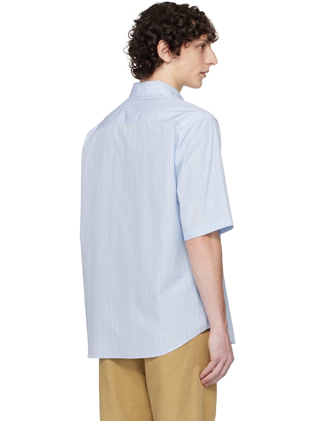 Blue Suvin High Count Cloth Stripe Shirt - 3